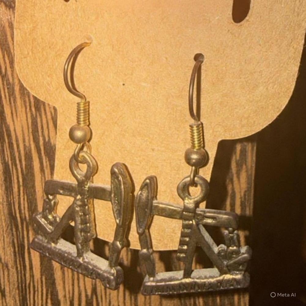 Gold Dangle Earrings with Unique Design